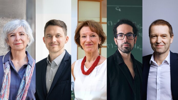Portraits of Manuela Baccarini, Georg Winter, Maria Leptin, Juan Pablo Aguilera, and Christof Gattringer