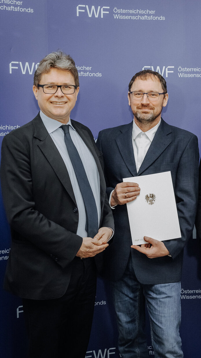 Bundesminister Martin Polaschek, Roland Steinbauer, FWF-Vizepräsidentin Ursula Jakubek, FWF-Präsident Christof Gattringer