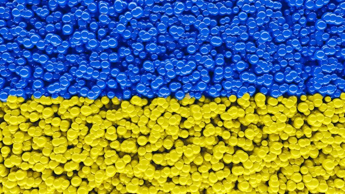 Blaue und gelbe Blasen in Form und Farbe der ukrainischen Flagge