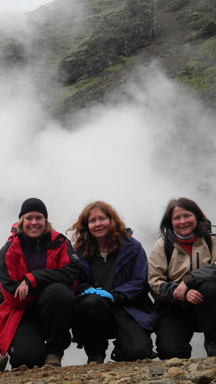 Field research on volcanoes and hot springs