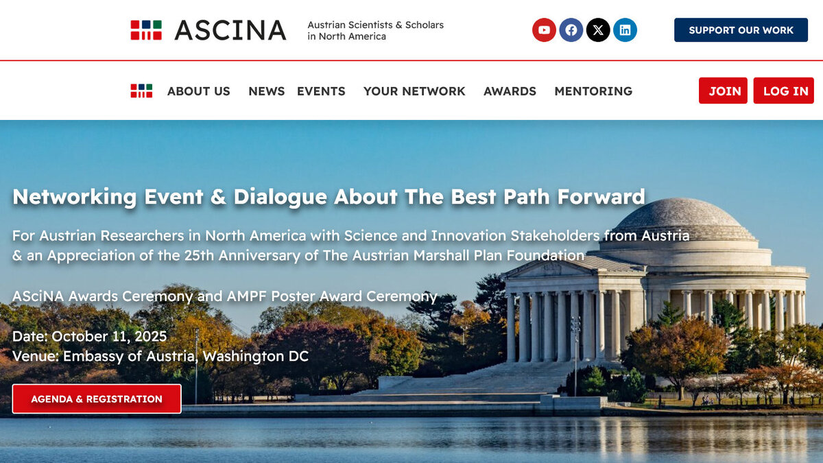 Verleihung der ASciNA Awards 2025 an drei Forschende aus Österreich in Washington, D.C.