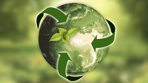 Green globe with three arrows