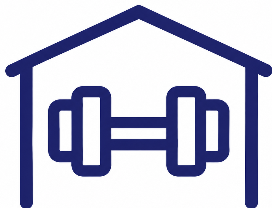 Hantelsymbol mit Haussymbol drumherum