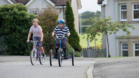 A boy with cerebral palsy