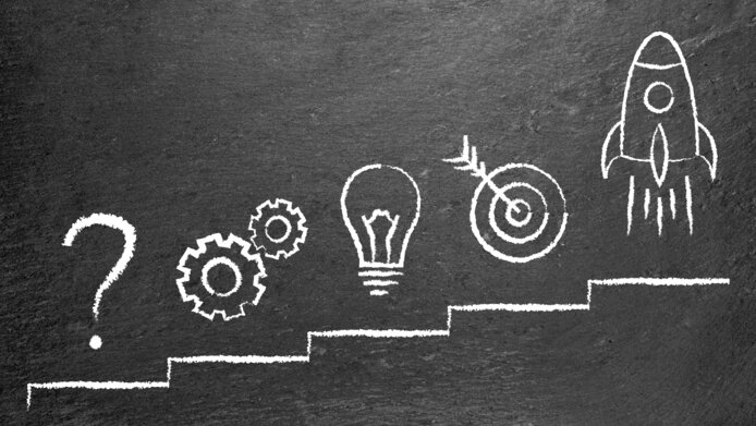 Symbole auf einer schwarzen Schiefertafel